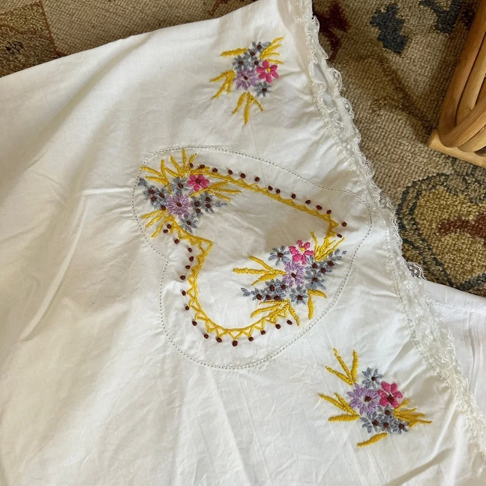 Vintage Embroidered Heart Pillows